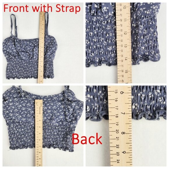 Hollister Womens Crop Top Size S Blue Floral - Picture 7 of 7